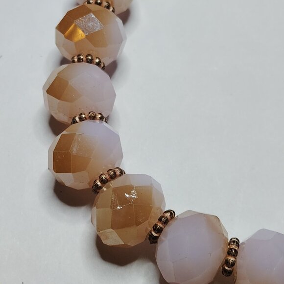 Faceted Gradient Glass Beads Blush Champagne w/ Gold Tone Spacers Vintage - Picture 7 of 7